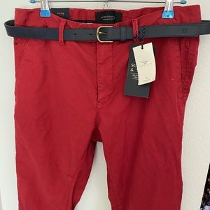Scotch & Soda MENS MOTT RED CHINOS 32/32 SSF
